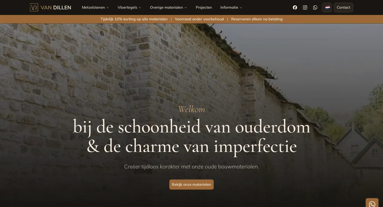 Website van VDA Bouwmaterialen