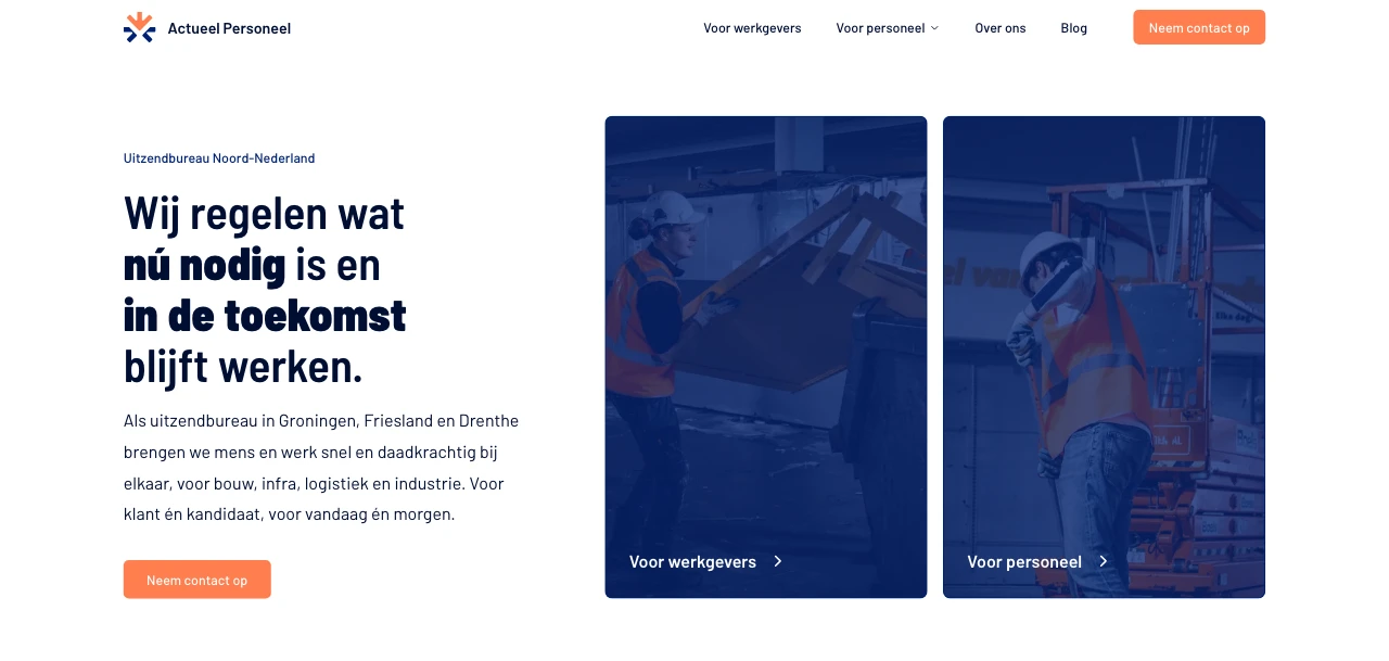 Website van Actueel Personeel