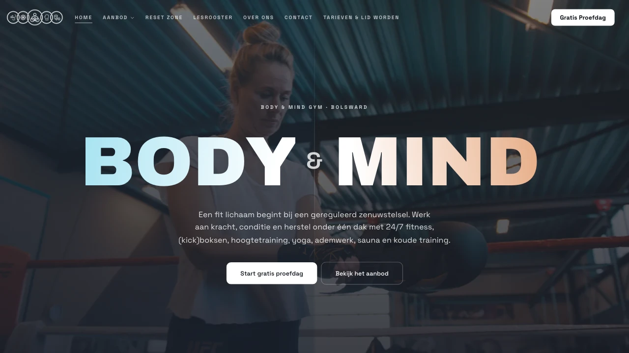 Website van Body & Mind Gym
