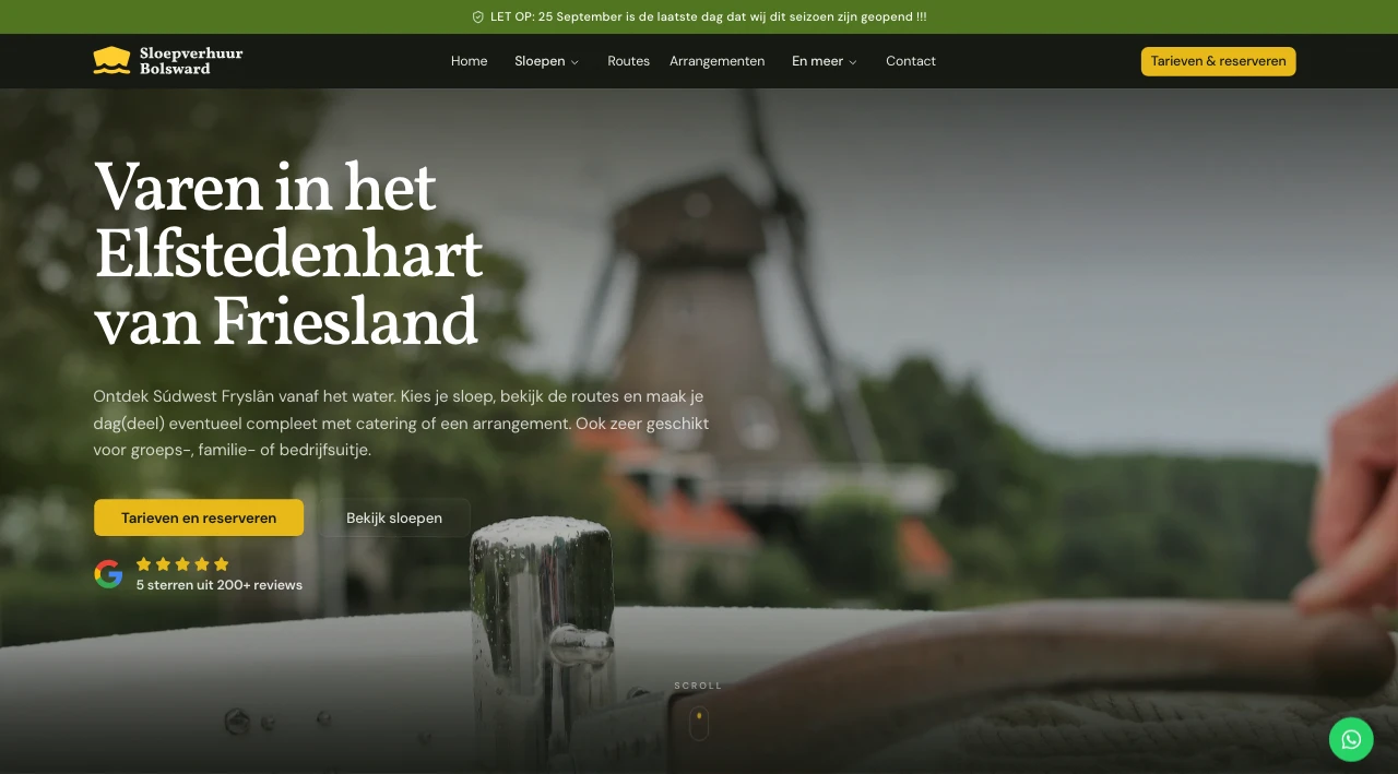 Website van Sloepverhuur Bolsward