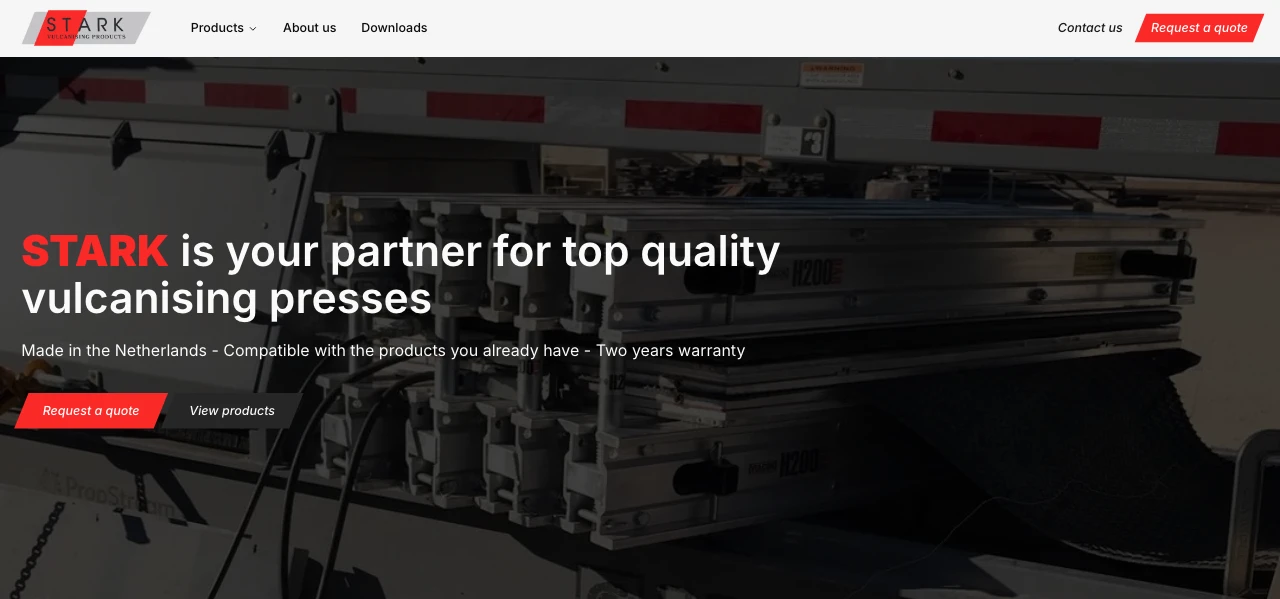 Website van STARK Vulcanising Products