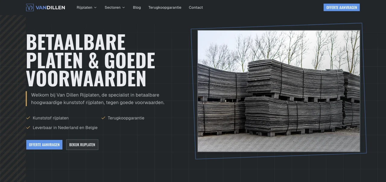 Website van Van Dillen Rijplaten